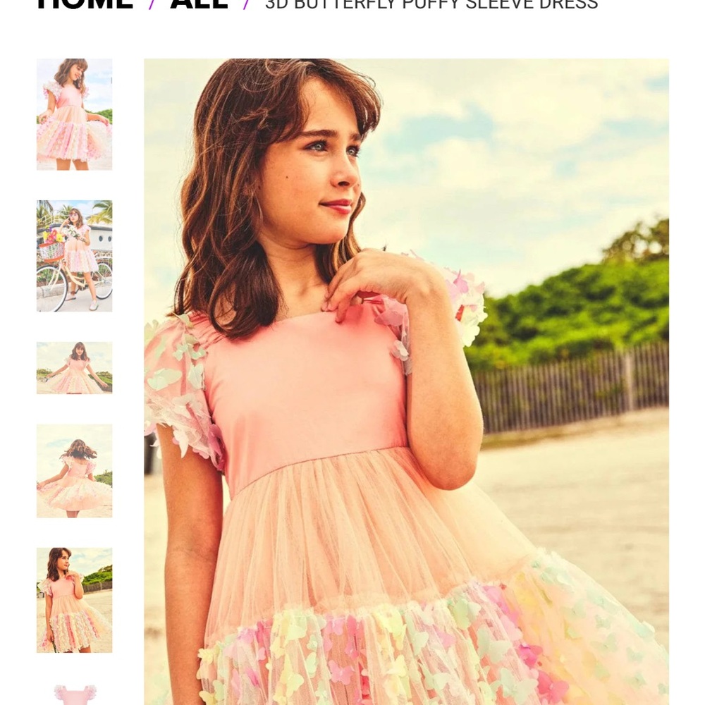 Lola + The Boys 3D Butterfly Puffy Sleeve Dress